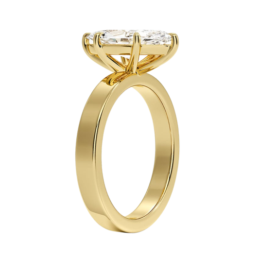 1 TO 5 CT Lab Grown Marquise Cut Diamond Peyton 3mm Solitaire Ring in 10K/14K/18K Gold – Classic Flat Band Design | IGI Certified Lab Diamond