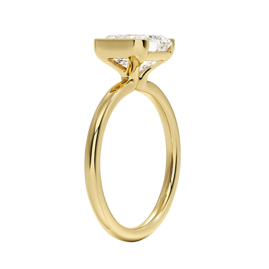 1 TO 5 CT Lab Grown Asscher Cut Diamond Annika Semi-Beze Solitaire Ring in 10K/14K/18K Gold | Pooja Diamonds | IGI Certified Lab Diamond