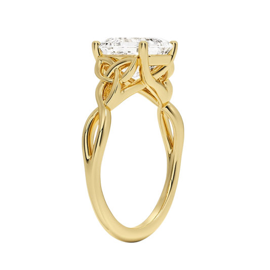 1 TO 5 CT Lab Grown Asscher Cut Diamond Solitaire Ring in 10K/14K/18K Gold | Elegant Twist Design – Pooja Diamond | IGI Certified Lab Diamond