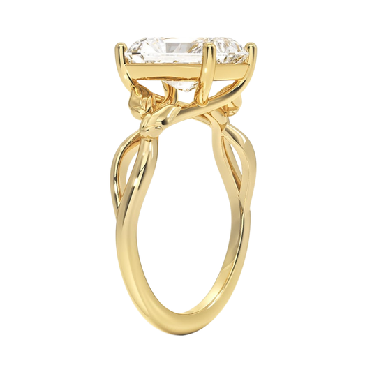 1 TO 5 CT Lab Grown Radiant Cut Diamond Ring in 10K/14K/18K Gold | Twisted Split Shank Solitaire | IGI Certified Lab Diamond