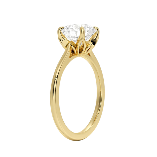 1 To 5 CT Elegant Lab Grown Round Cut Diamond Petal 1.5mm Solitaire Ring in 10K/14K/18K Gold | Pooja Diamond | IGI Certified Lab Diamond