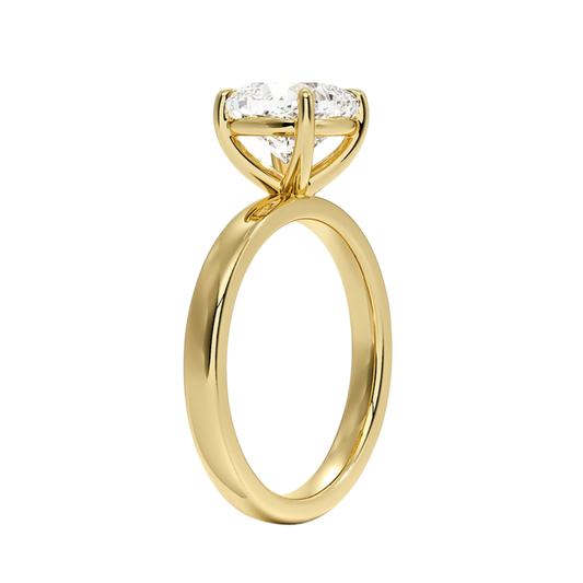 1 TO 5 CT Lab Grown Cushion Cut Diamond Fairmined Perfect Fit Solitaire 2.5mm Ring in 10K/14K/18K Gold | Classic Four-Prong Setting | IGI Certified Lab Diamond
