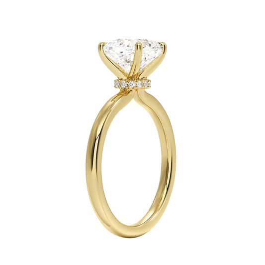 1 To 5 Ct Lab Grown Cushion Cut Secret Halo 2mm Diamond Ring with Hidden Halo in 10K/14K/18K Gold | Pooja Diamond | IGI Certified Lab Diamond