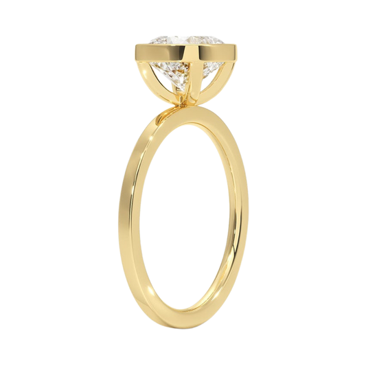 1 TO 5 CT Lab Grown Cushion Cut Diamond Noemi Bezel Ring in 10K/14K/18KGold – Modern Basket Setting | Pooja Diamond | IGI Certified Lab Diamond