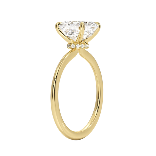 1 TO 5 CT Lab Grown Asscher Cut Petite Secret Halo Diamond Ring in 10K/14K/18K Gold with Hidden Accent Detail |IGI Certified Lab Diamond
