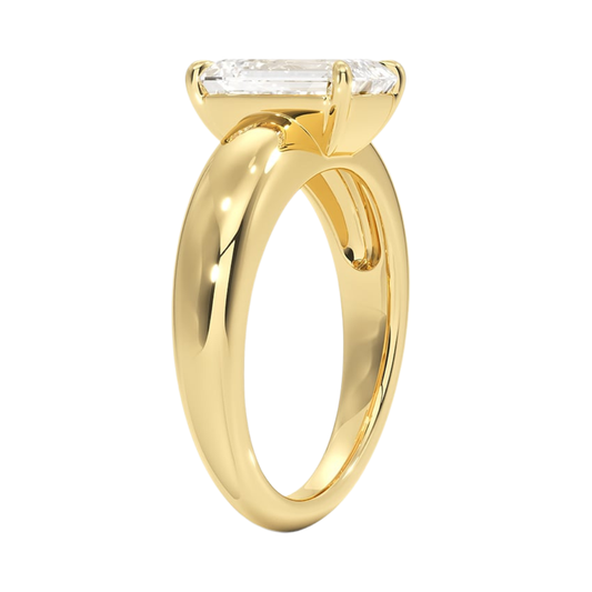 1 TO 5 CT Lab Grown Emerald Cut Diamond Solitaire Ring in Yellow Gold | Pooja Diamonds|IGI Certified Lab Diamond