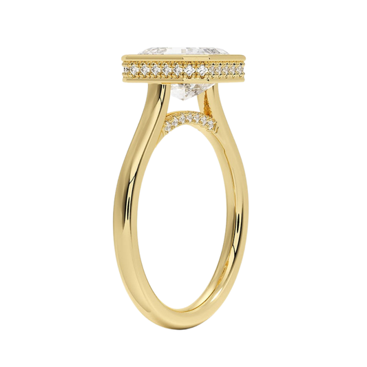 1 TO 5 CT Lab Grown Asscher Cut Diamond Ring with Hidden Pavé Gallery in 10K/14K/18K Gold | Pooja Diamond | IGI Certified Lab Diamond