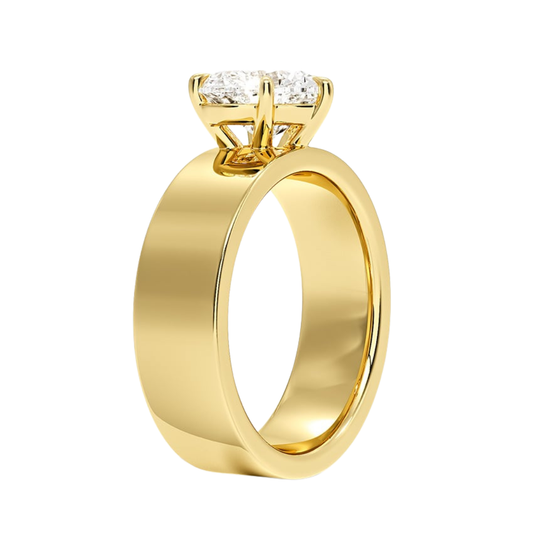 1 TO 5 CT Lab Grown Heart Cut Diamond Peyton 6mm Solitaire Ring in 10K/14K/18K Gold with Extra-Wide Polished Band | Pooja Diamond | IGI Certified Lab Diamond