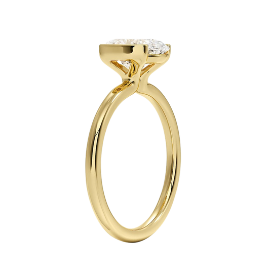 1 TO 5 CT Lab Grown Oval  Cut Diamond Annika Semi-Beze Solitaire Ring in 10K/14K/18K Gold | Pooja Diamonds | IGI Certified Lab Diamond