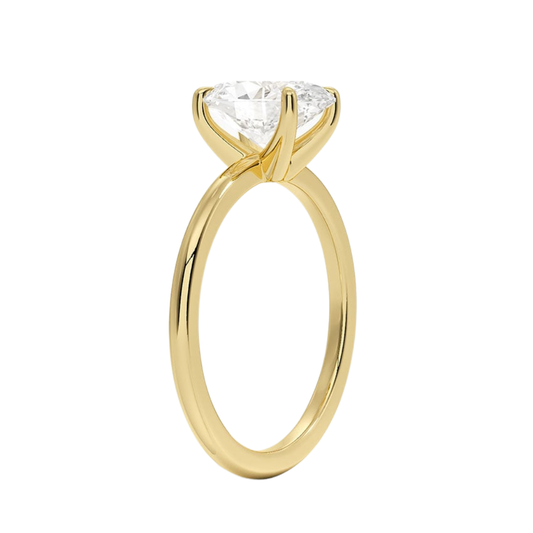 1 TO 5 CT Lab Grown Oval Cut Diamond Fairmined 1.5mm Comfort Fit Solitaire Ring in 10K/14K/18K Gold | Elegant Four-Prong Setting | IGI Certified Lab Diamond