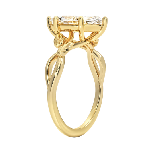 1 TO 5 CT Lab Grown Marquise Cut Diamond Ring in 10K/14K/18K Gold | Twisted Split Shank Solitaire | IGI Certified Lab Diamond