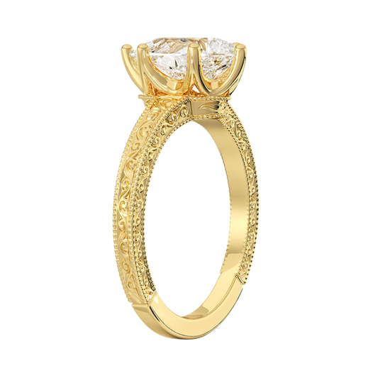 1 TO 5 CT Lab Grown Pear Cut Diamond Hudson Engraved Ring in 10K/14K/18K Gold | Pooja Diamond | IGI Certified Lab Diamond
