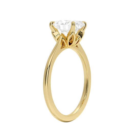 1 To 5 CT Elegant Lab Grown Oval Cut Diamond Petal 1.5mm Solitaire Ring in 10K/14K/18K Gold | Pooja Diamond | IGI Certified Lab Diamond