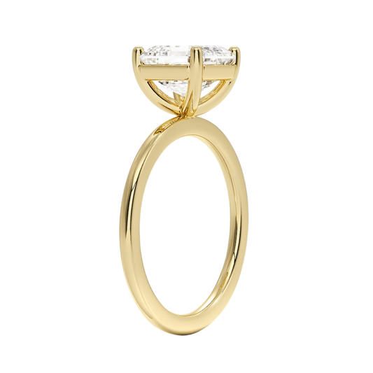 1 TO 5 CT Lab Grown Asscher Cut Diamond Perfect Fit 1.4mm Solitaire Ring in 10K/14K/18K Gold – Classic Basket Setting | Pooja Diamond | IGI Certified Lab Diamond