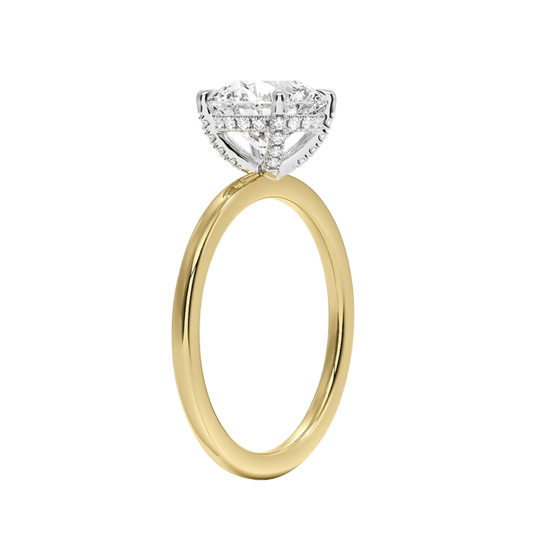 1 TO 5 CT Lab Grown Round Cut Diamond Mixed Metal Lumiere Diamond Ring in 10K/14K/18K Gold with Hidden Halo | Pooja Diamond  | IGI Certified Lab Diamond
