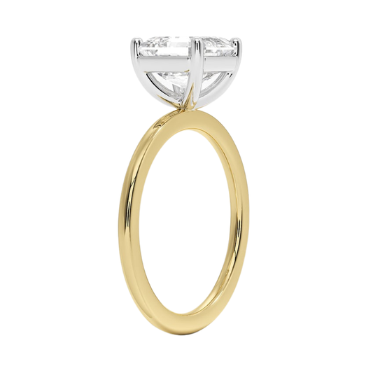 1 TO 5 CT Lab Grown Asscher Cut Diamond Mixed Metal Perfect Fit Solitaire Ring in 10K/14K/18K Gold – Classic High-Set Design | Pooja Diamond | IGI Certified Lab Diamond