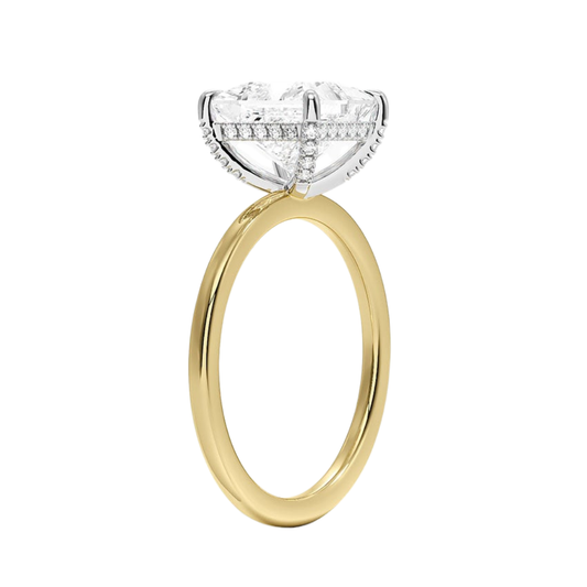1 TO 5 CT Lab Grown Princess Cut Diamond Mixed Metal Lumiere Diamond Ring in 10K/14K/18K Gold with Hidden Halo | Pooja Diamond  | IGI Certified Lab Diamond
