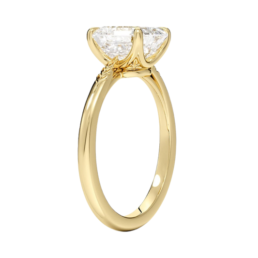 1 TO 5 CT Lab Grown Asscher Diamond Laurel Engraved Ring in 10K/14K/18K Gold | Solitaire Design | IGI Certified Lab Diamond