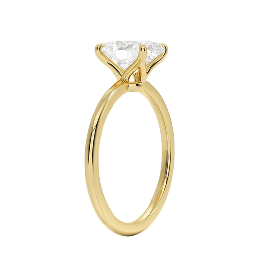 1 TO 5 CT Lab Grown Oval Cut Diamond Petite Elodie 1.5mm Solitaire Ring in 10K/14K/18K Gold – Classic Cathedral Setting | IGI Certified Lab Diamond