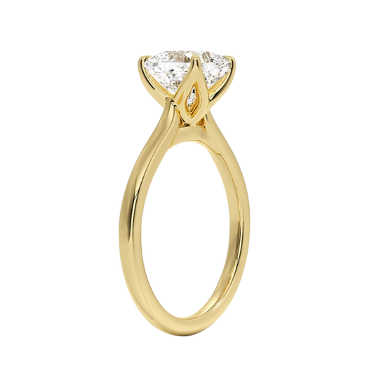1 TO 5 CT Designer Cushion Cut Lab Grown Diamond Elodie Cathedral Solitaire Ring in 10K/14K/18K Gold | Pooja Diamond | IGI Certified Lab Diamond