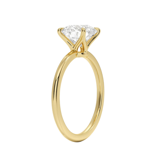1 TO 5 CT Lab Grown Round Cut Diamond Petite Elodie 1.5mm Solitaire Ring in 10K/14K/18K Gold – Classic Cathedral Setting | IGI Certified Lab Diamond