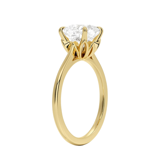 1 To 5 CT Elegant Lab Grown Cushion Cut Diamond Petal 1.5mm Solitaire Ring in 10K/14K/18K Gold | Pooja Diamond | IGI Certified Lab Diamond