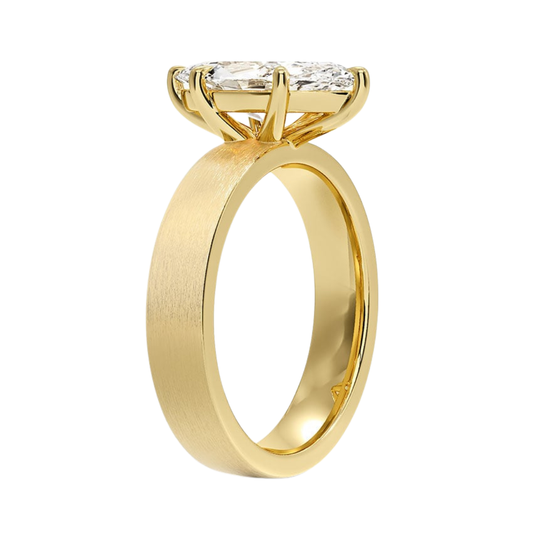 1 TO 5 CT Lab Grown Marquise Cut Diamond Peyton 4mm Satin Finish Solitaire Ring in 10K/14K/18K Gold with Brushed Wide Band | IGI Certified Lab Diamond