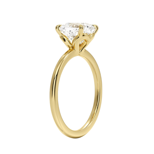 1 TO 5 CT Lab Grown Cushion Cut Diamond Hidden Heart Solitaire Ring in 10K/14K/18K Gold | Classic Engagement Ring |IGI Certified Lab Diamond