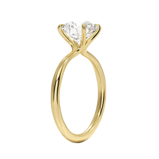 1 TO 5 CT Lab Grown Round Cut Diamond Freesia 2mm Solitaire Ring in 10K/14K/18K Gold | Minimalist Twisted Prong Design | IGI Certified Lab Diamond