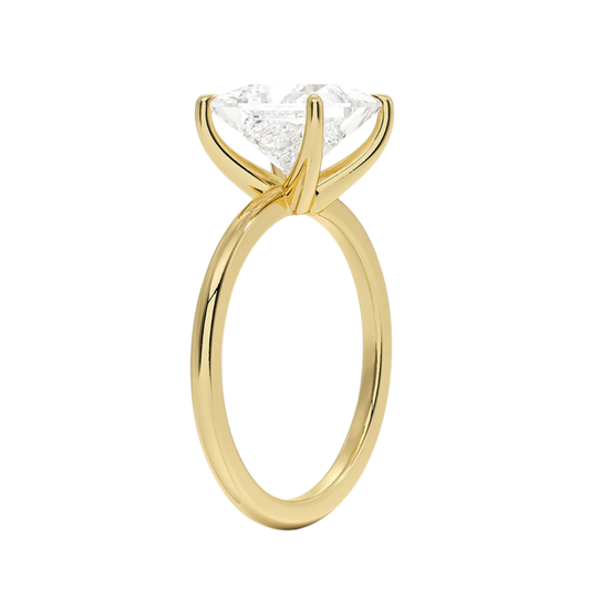 1 TO 5 CT Lab Grown Princess Cut Diamond Fairmined 1.5mm Comfort Fit Solitaire Ring in 10K/14K/18K Gold | Elegant Four-Prong Setting | IGI Certified Lab Diamond