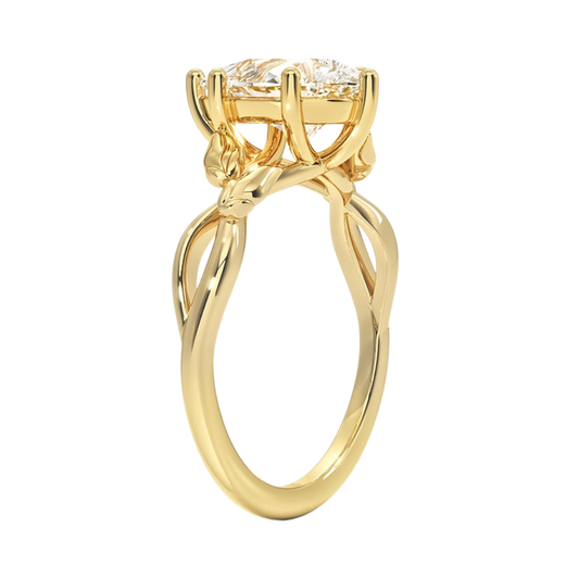 1 TO 5 CT Lab Grown Pear Cut Diamond Ring in 10K/14K/18K Gold | Twisted Split Shank Solitaire | IGI Certified Lab Diamond