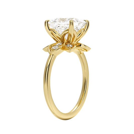 1 TO 5 CT Luxe Fiore Princess Cut Lab Grown Diamond Ring with Floral Gallery in 10K/14K/18K Gold | Pooja Diamond | IGI Certified Lab Diamond