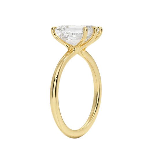 1 TO 5 CT Lab Grown Emerald Cut Diamond Freesia Six-Prong Solitaire Ring in 10K/14K/18K Gold | Pooja Diamond | IGI Certified Lab Diamond