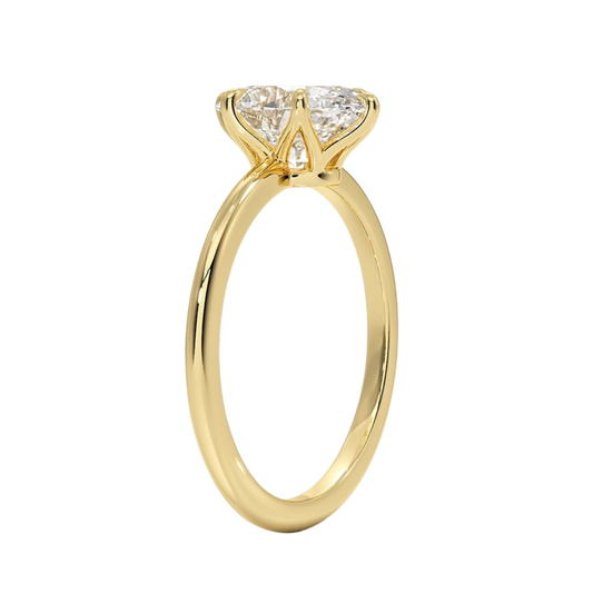 1 TO 5 CT Lab Grown Oval Cut Diamond Petite Esme 1.5mm Solitaire Ring in 10K/14K/18K Gold – Elegant Cathedral Setting | IGI Certified Lab Diamond