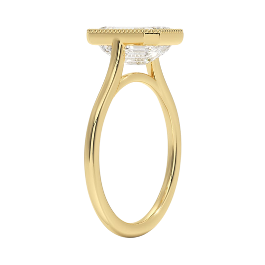 1 TO 5 CT Lab Grown Emerald Cut Diamond Margot Bezel Set Ring in 10K/14K/18K Gold | Pooja Diamond | IGI Certified Lab Diamond