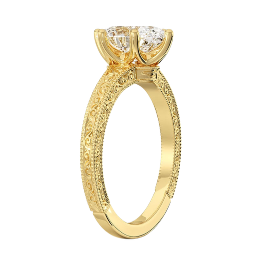1 TO 5 CT Lab Grown Oval Cut Diamond Hudson Engraved Ring in 10K/14K/18K Gold | Pooja Diamond | IGI Certified Lab Diamond