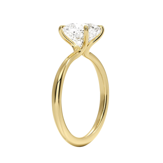 1 TO 5 CT Lab Grown Cushion Cut Diamond Freesia 2mm Solitaire Ring in 10K/14K/18K Gold | Minimalist Twisted Prong Design | IGI Certified Lab Diamond