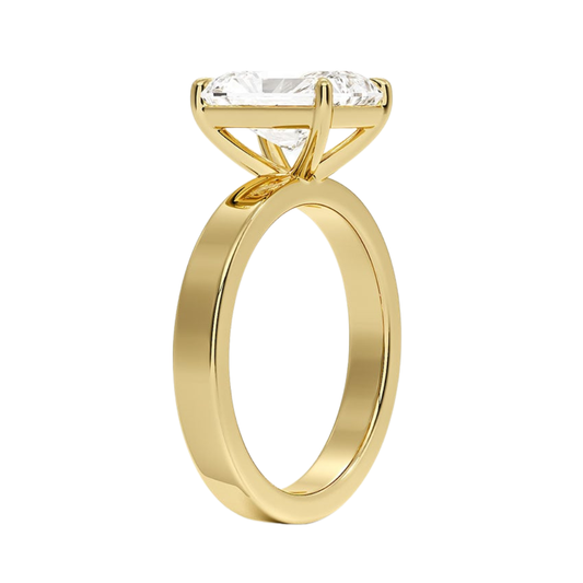 1 TO 5 CT Lab Grown Radiant Cut Diamond Peyton 3mm Solitaire Ring in 10K/14K/18K Gold – Classic Flat Band Design | IGI Certified Lab Diamond