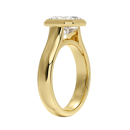 1 TO 5 CT Modern lab grown Asscher cut diamond solitaire ring in 10K/14K/18K gold with T-bar setting | Pooja Diamond | IGI Certified Lab Diamond