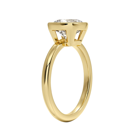 1 TO 5 CT Lab Grown Cuhsion Cut Diamond Julietta Bezel Solitaire Ring in 10K/14K/18K Gold | Pooja Diamond | IGI Certified Lab Diamond