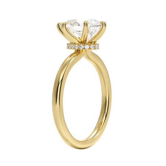 1 To 5 Ct Lab Grown Pear Cut Secret Halo 2mm Diamond Ring with Hidden Halo in 10K/14K/18K Gold | Pooja Diamond | IGI Certified Lab Diamond