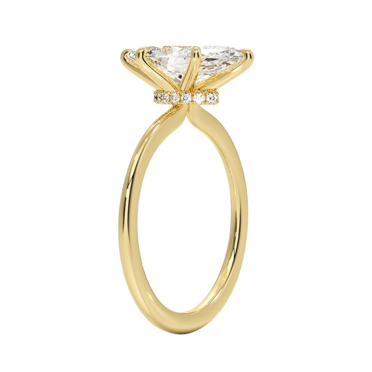 1 TO 5 CT Lab Grown Marquise Cut Petite Secret Halo Diamond Ring in 10K/14K/18K Gold with Hidden Accent Detail |IGI Certified Lab Diamond