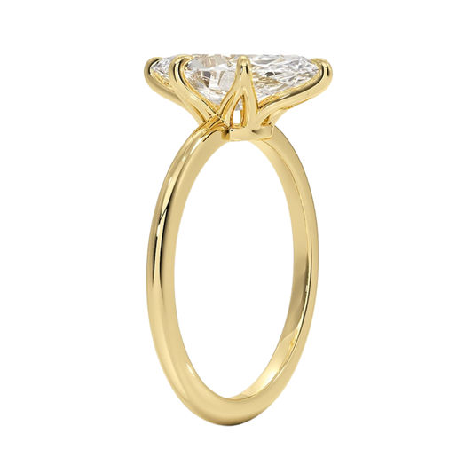1 TO 5 CT Lab Grown Marquise Cut Diamond Petite Esme 1.5mm Solitaire Ring in 10K/14K/18K Gold – Elegant Cathedral Setting | IGI Certified Lab Diamond