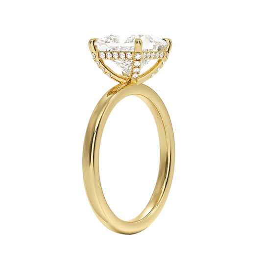 1 TO 5 CT Lab Grown Princess Cut Lumiere 2mm Diamond Ring with Hidden Halo in 10K/14K/18K Gold | Pooja Diamond | IGI Certified Lab Diamond