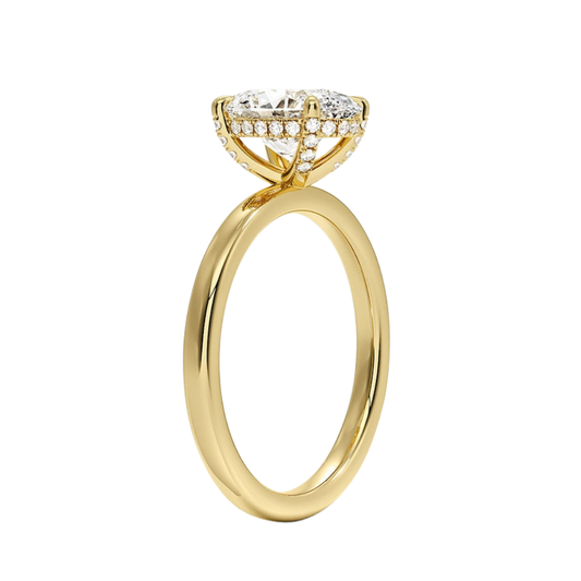 1 TO 5 CT Lab Grown Oval Cut Lumiere 2mm Diamond Ring with Hidden Halo in 10K/14K/18K Gold | Pooja Diamond | IGI Certified Lab Diamond