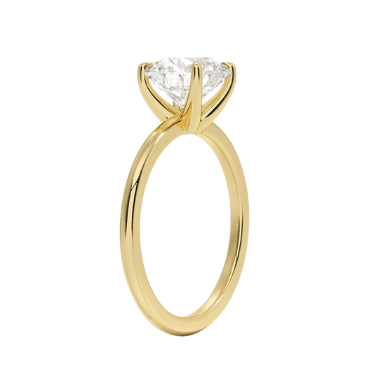 1 TO 5 CT Lab Grown Round Cut Diamond Fairmined 1.5mm Comfort Fit Solitaire Ring in 10K/14K/18K Gold | Elegant Four-Prong Setting | IGI Certified Lab Diamond