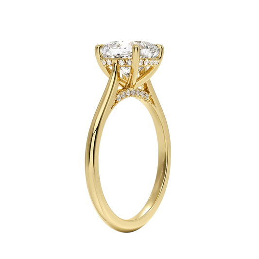 1 TO 5 CT Lab Grown Cushion Cut Diamond Ring in 10K/14K/18K Gold with Hidden Halo | Luxury Solitaire – Pooja Diamond | IGI Certified Lab Diamond