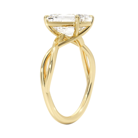 1 TO 5 CT Lab Grown Emerald Cut Diamond Engagement Ring in 10K/14K/18K Gold | Twisted Shank Solitaire | Pooja Diamonds|IGI Certified Lab Diamond