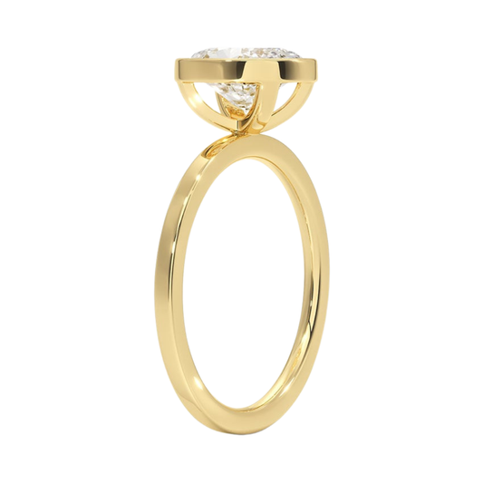 1 TO 5 CT Lab Grown Oval Cut Diamond Noemi Bezel Ring in 10K/14K/18KGold – Modern Basket Setting | Pooja Diamond | IGI Certified Lab Diamond