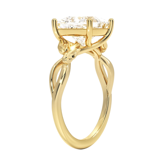 1 TO 5 CT Lab Grown Princess Cut Diamond Ring in 10K/14K/18K Gold | Twisted Split Shank Solitaire | IGI Certified Lab Diamond
